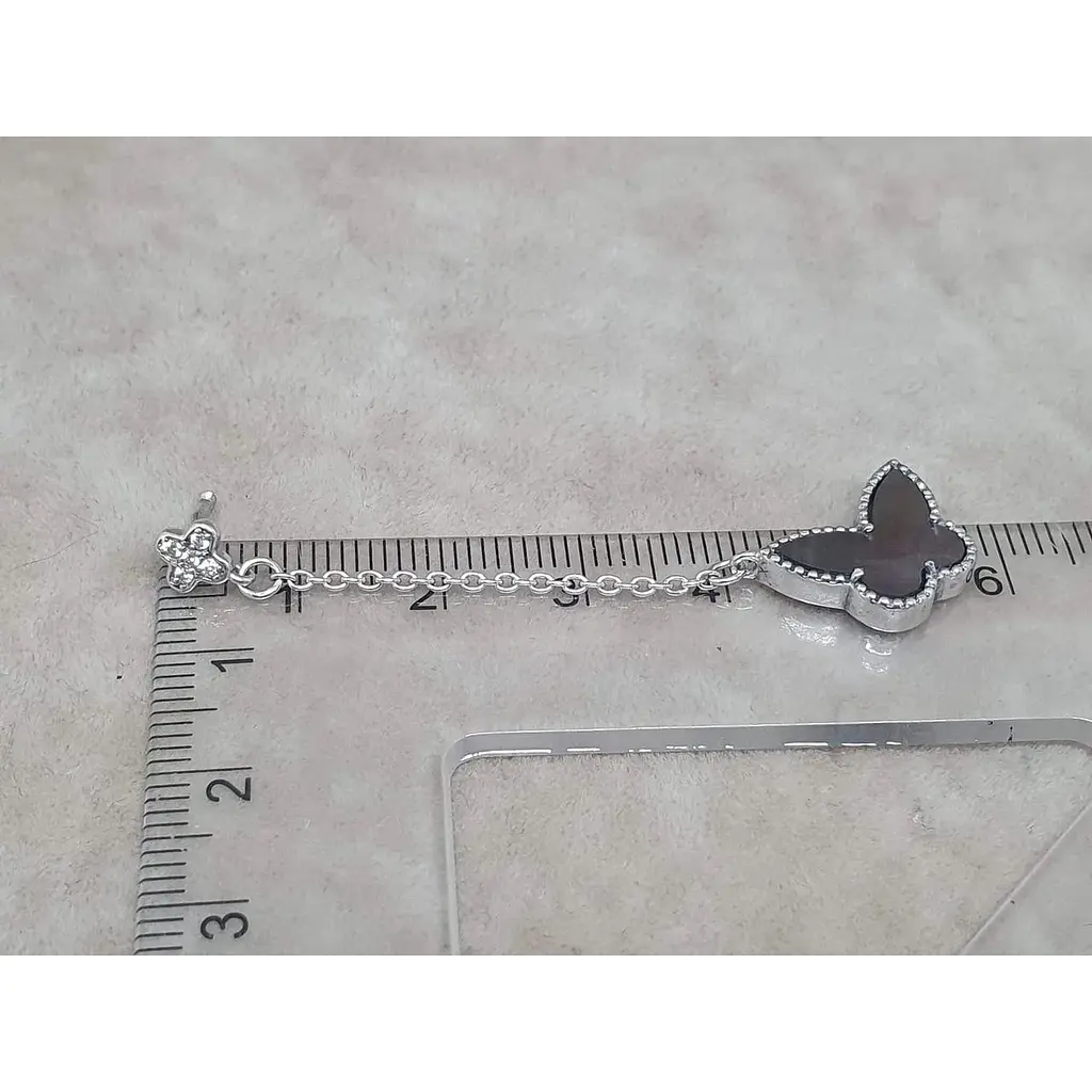 Срібні сережки-пуссети Aurora Метелики з перламутром. 82626Ч - фото 5