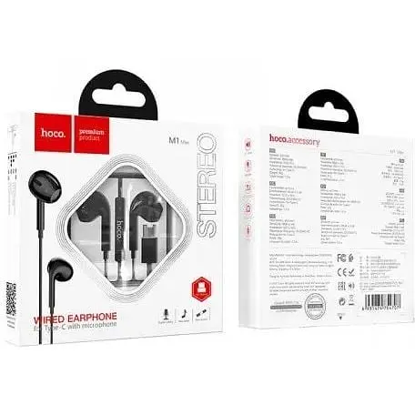 Навушники Hoco Type-C crystal earphones with mic M1 Max чорні - фото 9