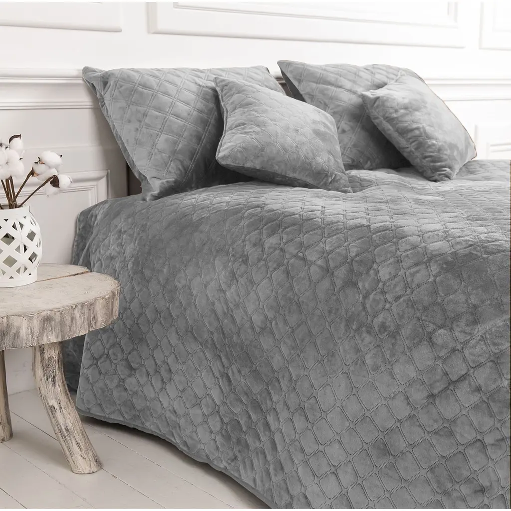 Покривало ТЕП Velour ромб круглий 210х150 см світло-сіре (4-00515_22424) - фото 3