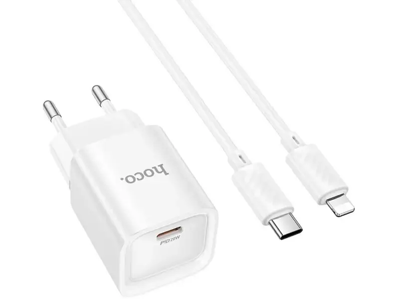 Мережевий зарядний пристрій Hoco C146A Charm Type-C to Lightning cable White (6942007630252) - фото 2