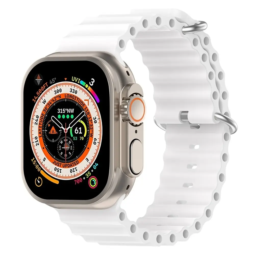 Силіконовий ремінець на смарт-годинник для Apple Watch 42,44,45,46,49 mm, Ocean Band, white, зі зручною застібкою, для годинника епл вотч, спортивний, ArmorStandart (ARM74249) - фото 2