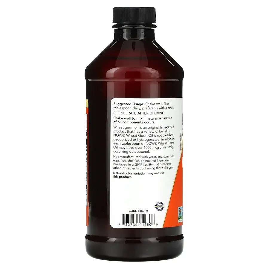 Масло из зародышей пшеницы NOW Wheat Germ Oil, 473 мл для сердца, мозга, кожи, волос - фото 3