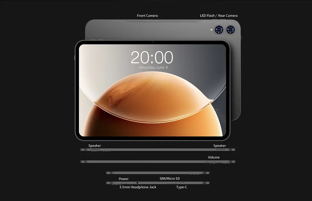 Планшет TECLAST T65 13.4" 8ГБ, 128ГБ, LTE, 8000мА рік, Android, сірий - фото 6