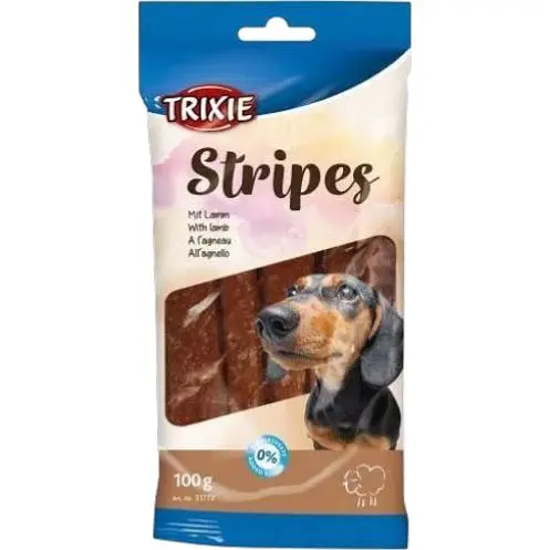 Ласощі для собак Trixie Stripes полоски з ягням 100 г