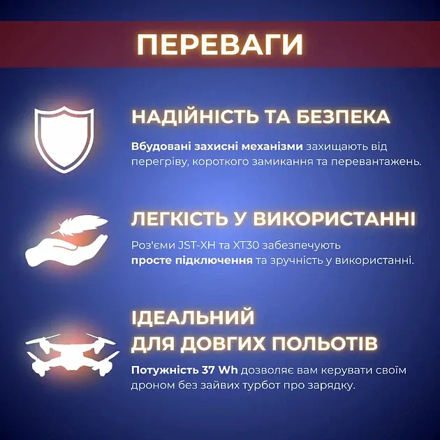 Акумулятор RadioMaster 2S 5000 mAh FPV JST-XH та XT30, TX16S, TX12, BOXER (19261) - фото 8