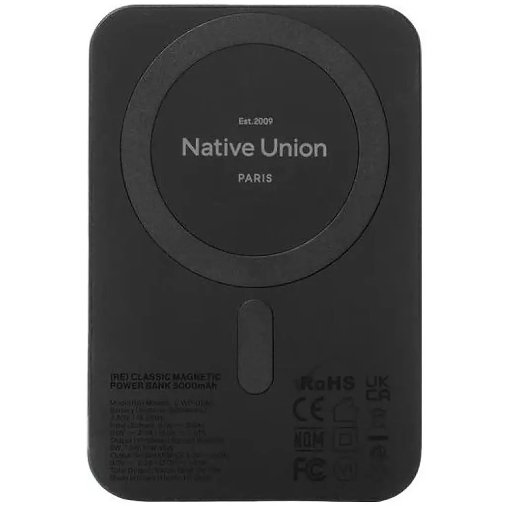 Портативна батарея Native Union (Re) Classic Magnetic Power Bank 5000 мАг Black (PB-5KMS-BLK) - фото 2