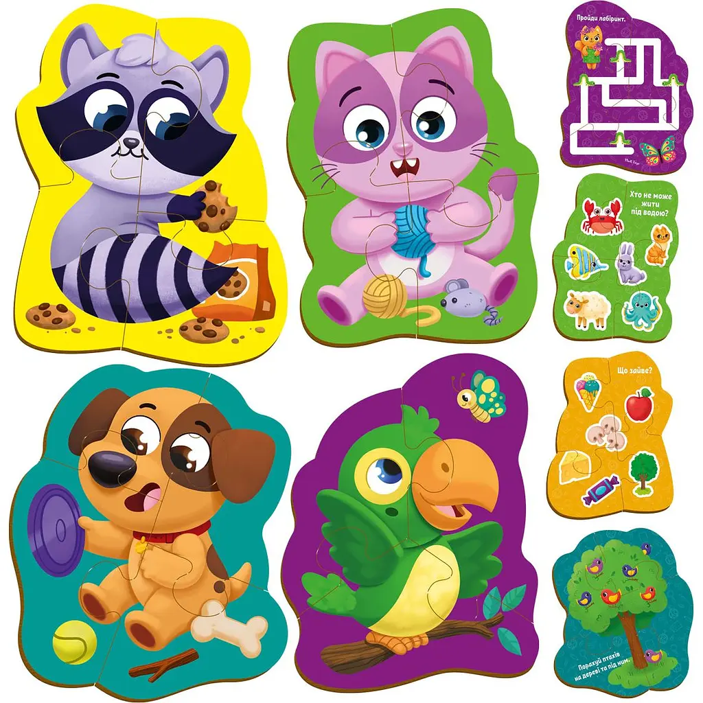 Пазли картонні з грою Vladi Toys Малюк зможе Хатні улюбленці 15 елементів (VT1722-25) - фото 2