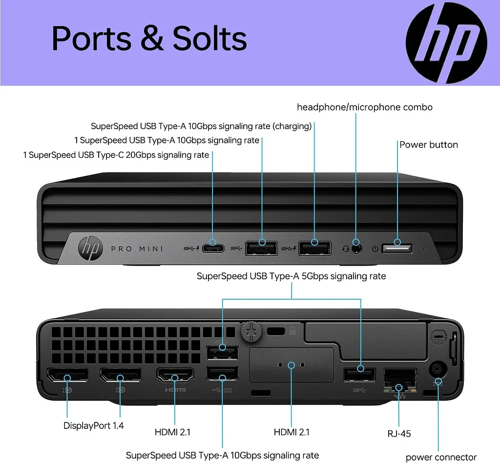 Комп'ютер персональний неттоп HP Pro 400-G9 Mini Intel i3-13100 8GB F512GB UMA WiFi кл + м 3р Win11P (884V0EA) - фото 6