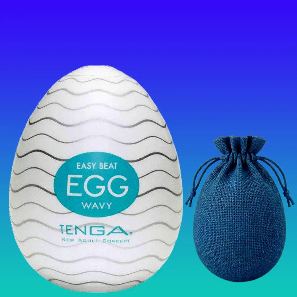 Чоловічий мастурбатор Tenga EGG Wavy яйце + лубрикант 5 мл та мішечок - фото 2