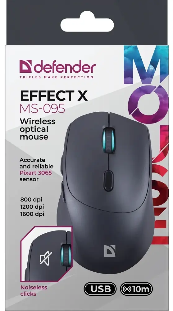 Компьютерная мышь Defender Effect X MS-095 black 52095 teh0022083 - фото 3