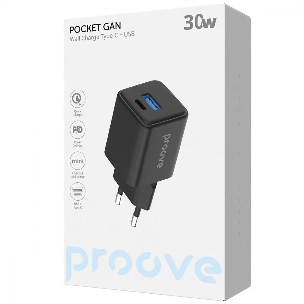 Зарядний пристрій Proove Pocket GaN 30W (Type-C + USB) black (WCPG30110001) - фото 2