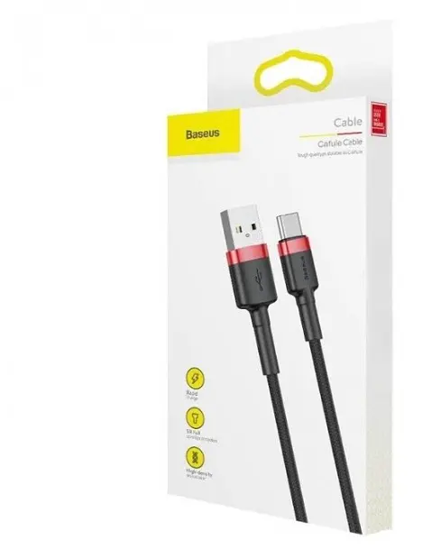 Кабель Baseus Cafule Series Cable USB to Type-C 3A 0.5m CATKLF-A91 Black-Red - фото 5