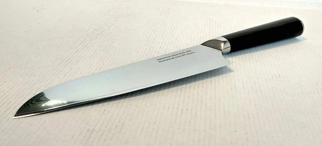 Ніж сантоку 18 см Damascus DK-HJ 6003 AUS-10 Дамаська сталь 67 шарів - фото 8