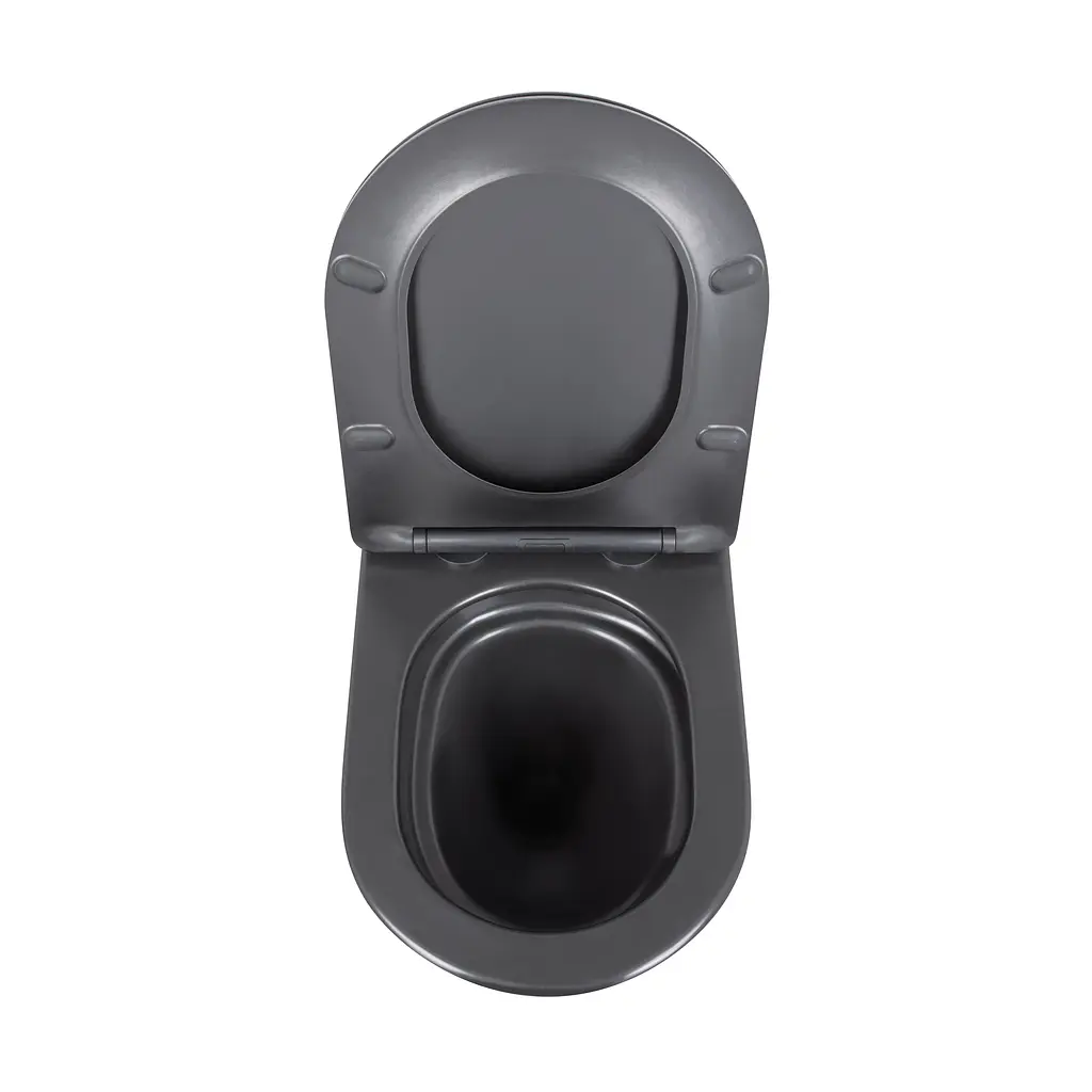 Унитаз подвесной Qtap Robin New Ultra Quiet с сиденьем с сиденьем Soft-Close Black matt QT13332381АSMB, Черный матовый - фото 6