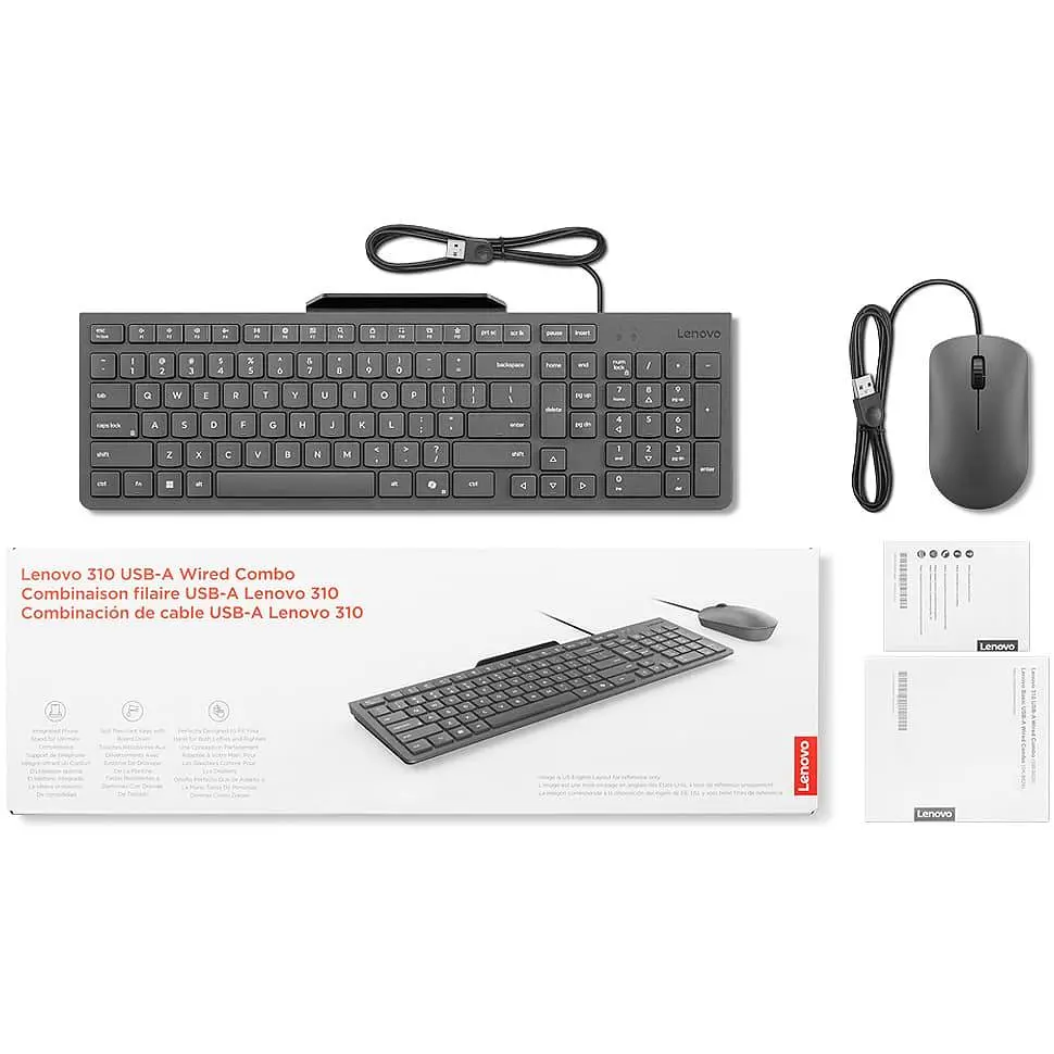 Комплект (клавиатура и мышь) Lenovo 310 USB-A Wired Combo UA - фото 8