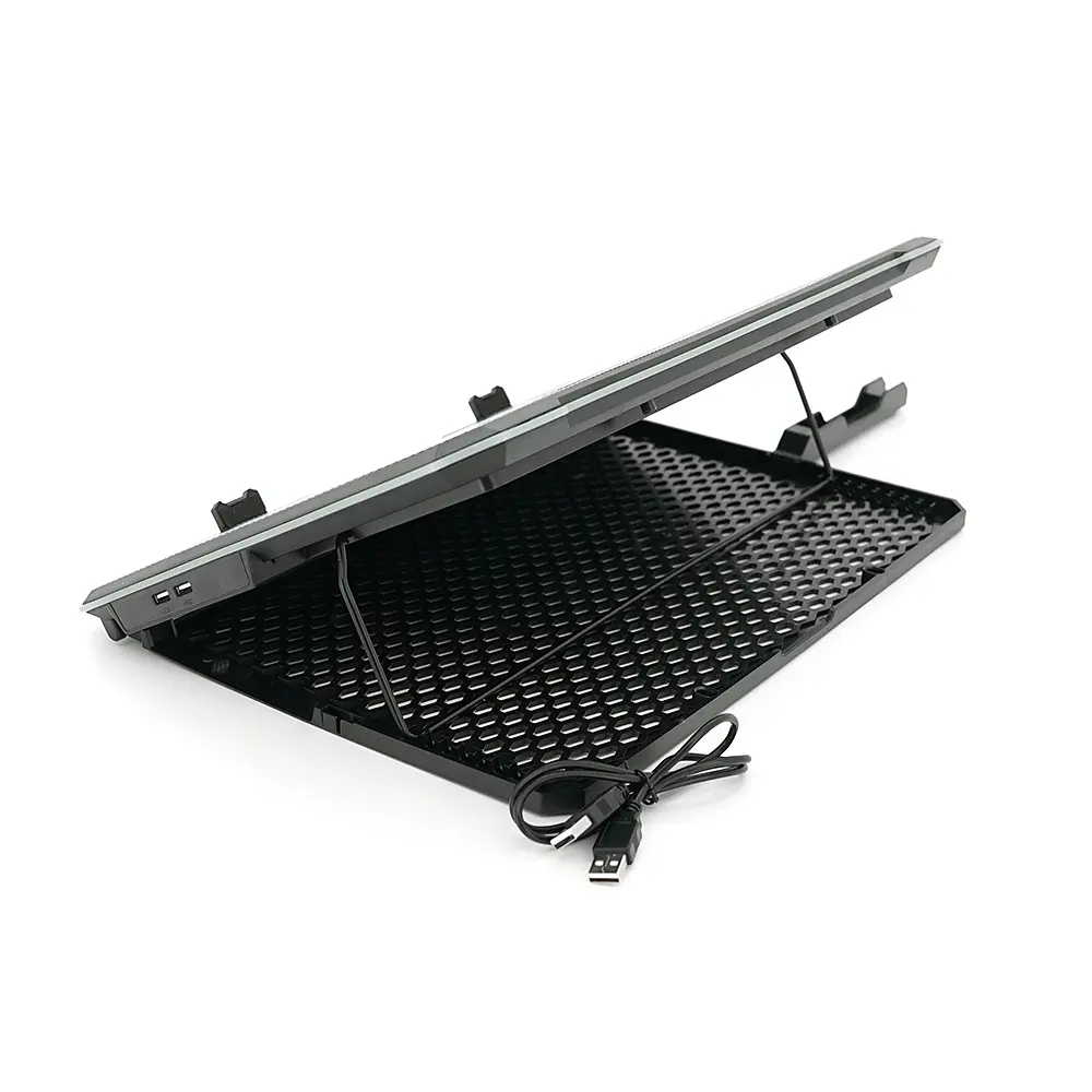 Підставка під ноутбук IceCoorel K15D, 10-19", 15 * 60mm 2550±10% RPM, корпус пластик + алюміній, 2xUSB 2.0 + LCD, 415x296x28mm, RGB, Box, Q10 - фото 3