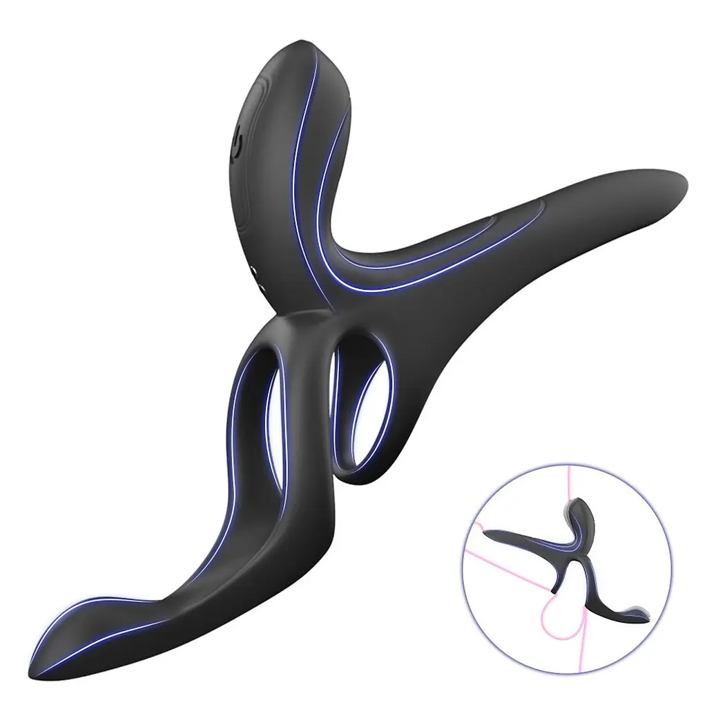 Вібраційне кільце - Erospace Men’s Play Vibrating Cock Ring With Clitoral & Taint Stimulation B11 - фото 7