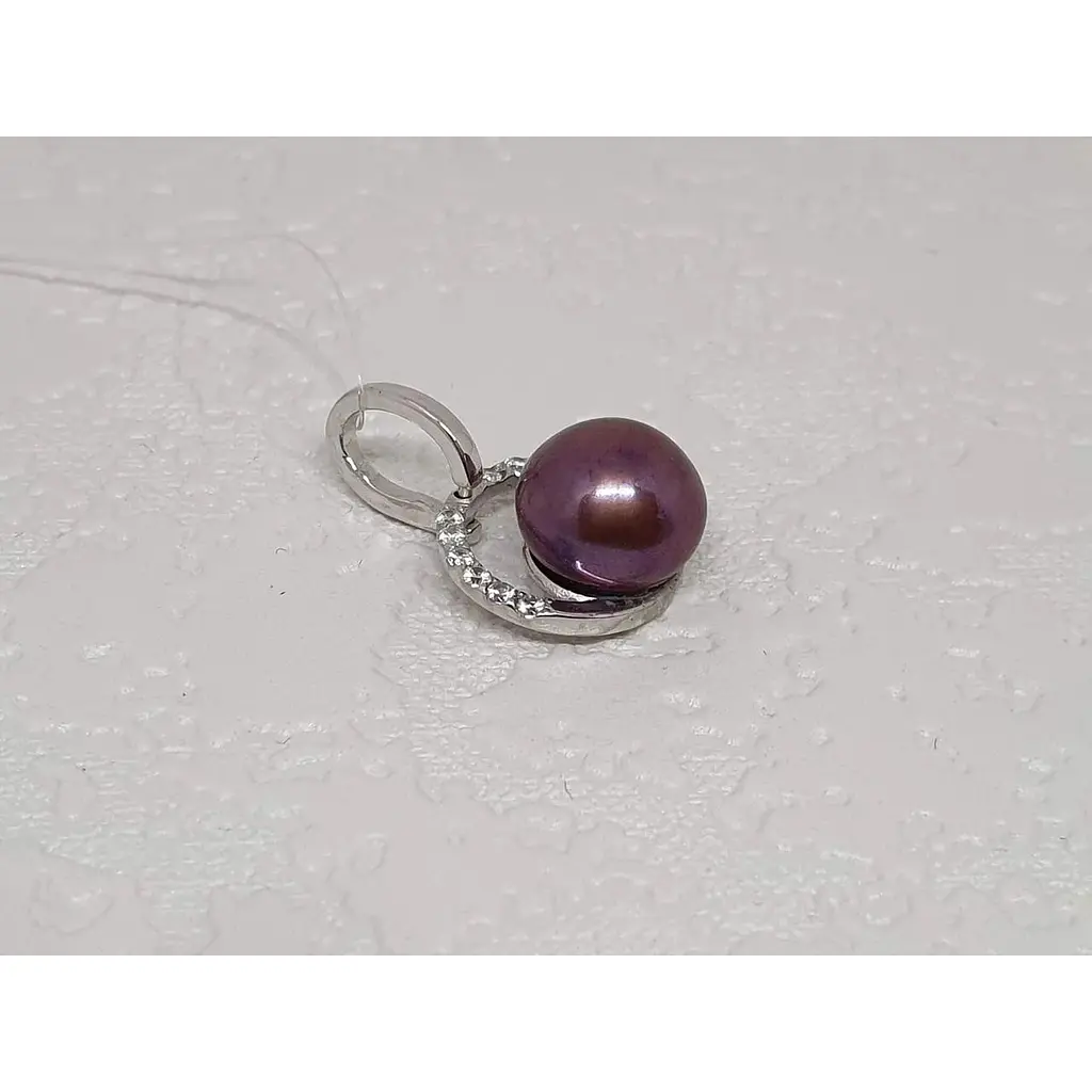 Серебряная подвеска Qvaliz с жемчугом и фианитами. 90300673 (черный) - фото 2