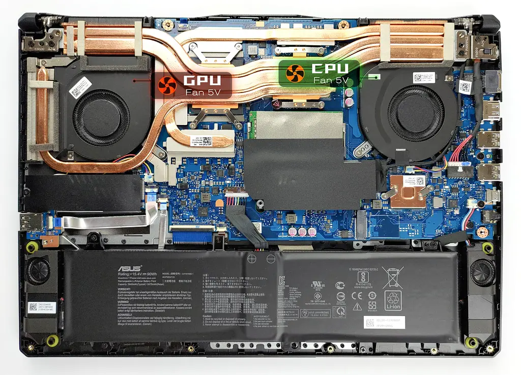 Вентилятор Asus кулер для моделей ноутбука TUF FA506, FA566, FA706, FX506, FX566, FX706, FX766, TUF506, TUF566, TUF706, TUF766 (GPU Fan) 13NR0750T02011 Оригінал, 5V, 4pin - фото 4