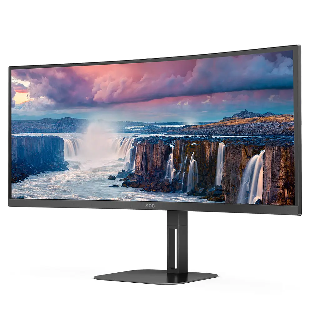 TFT 34` AOC CU34V5C/BK, WQHD, VA, 100Гц, 1 мс, вигнутий, HDMI, DP, USB-C, USB-hub, колонки, чорний - фото 3