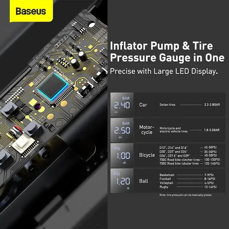 Автомобильный компрессор Baseus BS-CG003 Super Mini Inflator Pump (CRCQ000001) [69578] - фото 5
