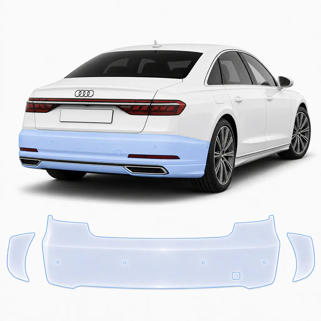 Антигравійна захисна бронеплівка за лекалами для Audi A8 D5 2017-2021 - задній бампер