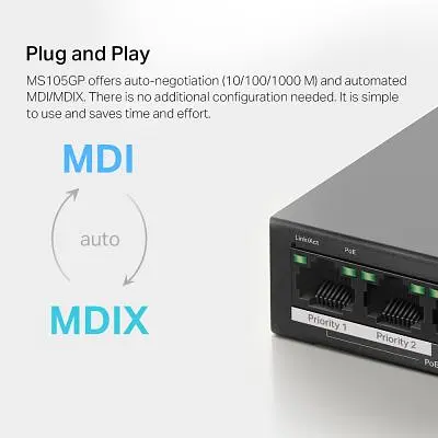 Комутатор мережевий Mercusys (MS105GP) - фото 9