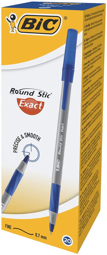 Ручка кулькова "BIC" Round Stic Exact /918543/ /879/ синя (20 штук упаковка) - фото 2