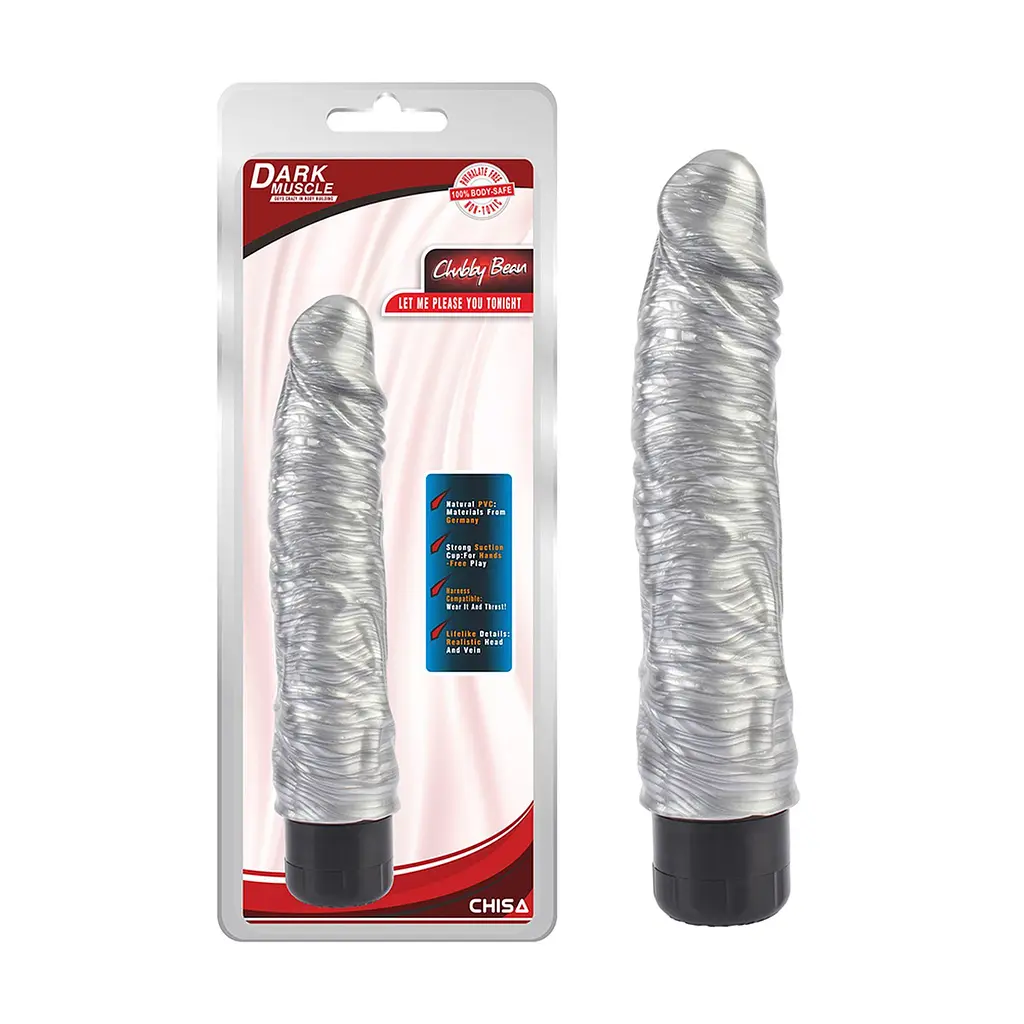 Вибратор DarkMuscle Chubby Beau 21.5 см (серебристый) - фото 6
