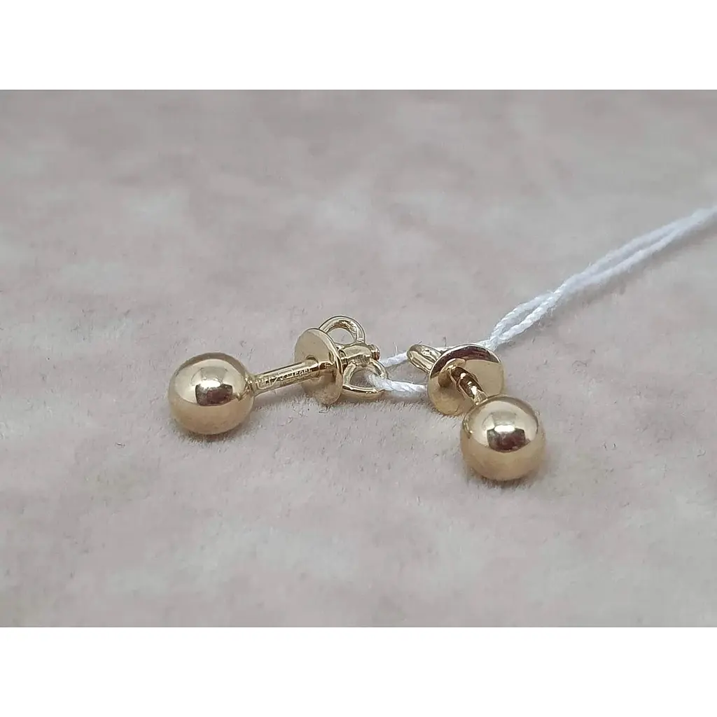 Золотые серьги-пуссеты Favoritum Шарики. 210115_5_Л - фото 3