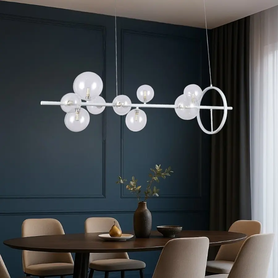 Сучасна люстра з плафонами прозорі кулі Levistella 918LP267-10 WH+CL - фото 2