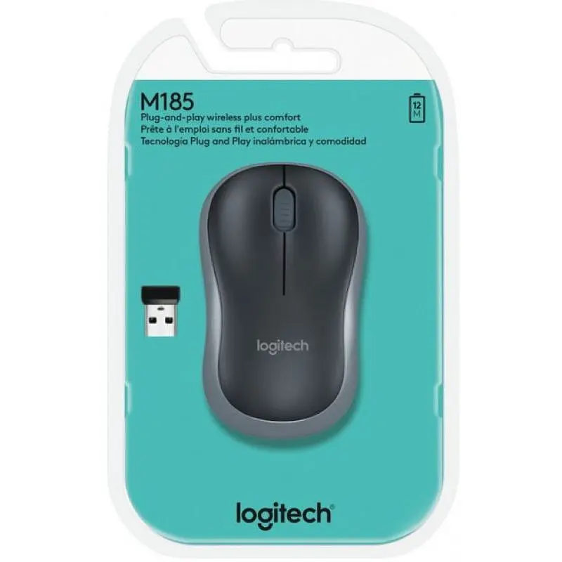 Миша LOGITECH Wireless Mouse M185 SWIFT GREY (910-002238) - фото 4