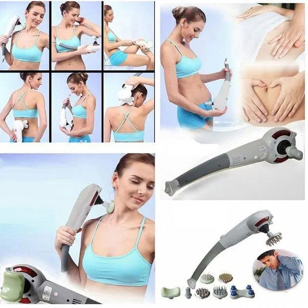 Ручний вібраційний масажер універсальний для тіла Maxtop Magic Massager 8 в 1 Вібромасажер з інфрачервоним випромінюванням і - фото 4