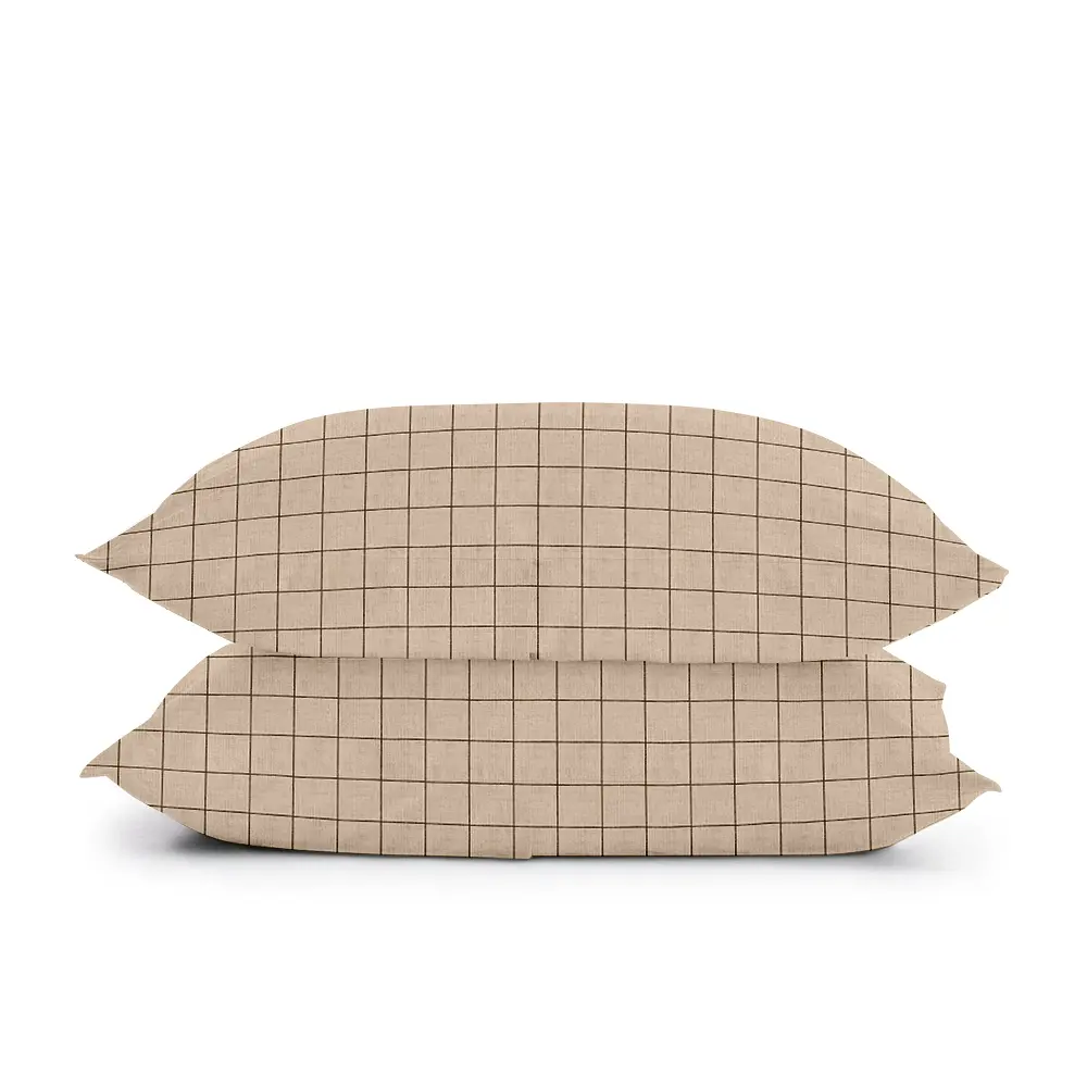 Комплект постільної білизни Cosas полуторний з простирадлом на резинці BEIGE GEOMETRY CS2 160 x 220 см (CellAshbeige_El-12Magnolia_160) - фото 5