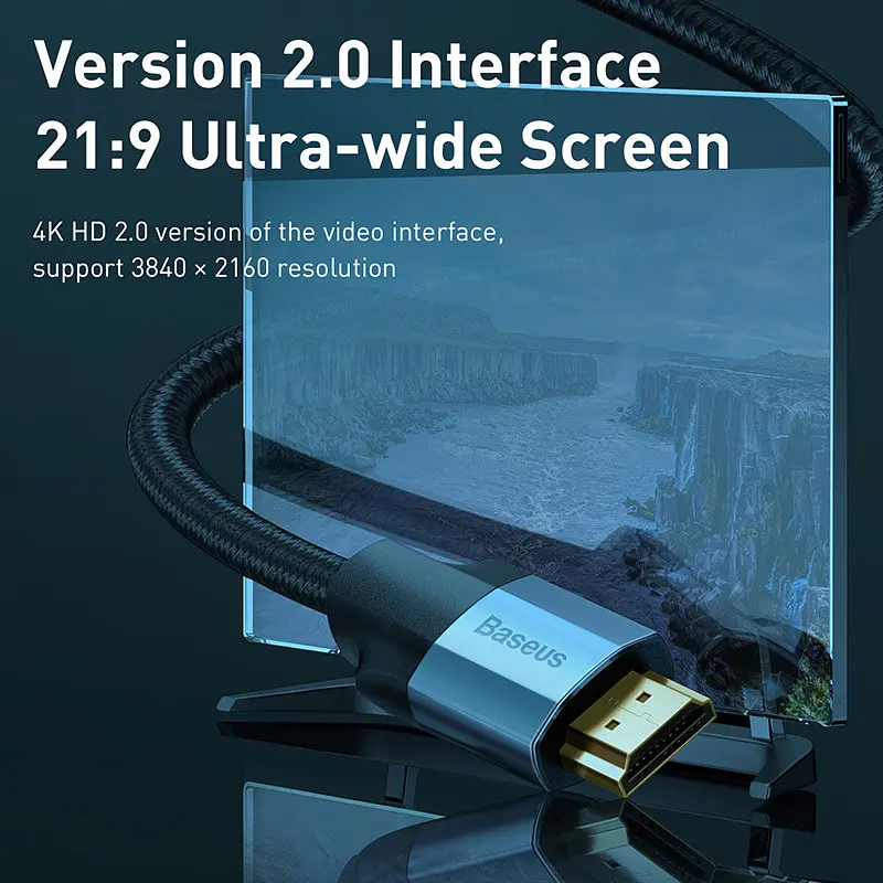 Кабель Baseus HDMI Enjoyment Series 4khd Male To 4khd Male 2 м 4K (CAKSX-C0G) - фото 3
