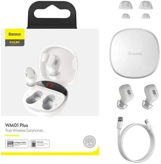 Навушники безпровідні TWS Baseus Encok True Wireless Earphones WM01 Plus (білий) (NGWM010002) - фото 2