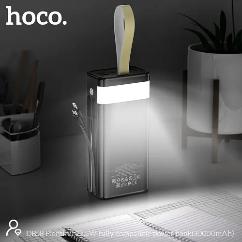 Універсальна мобільна батарея Hoco DB58 Plentiful 22.5W fully compatible 30 000mAh чорний - фото 4