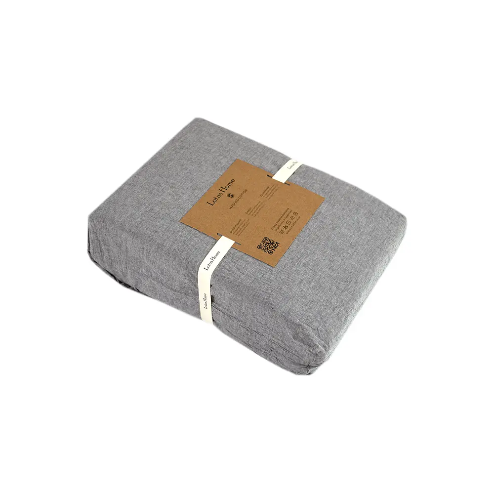 Постельное белье Lotus Home Washed cotton - Solid antracite семейный - фото 6
