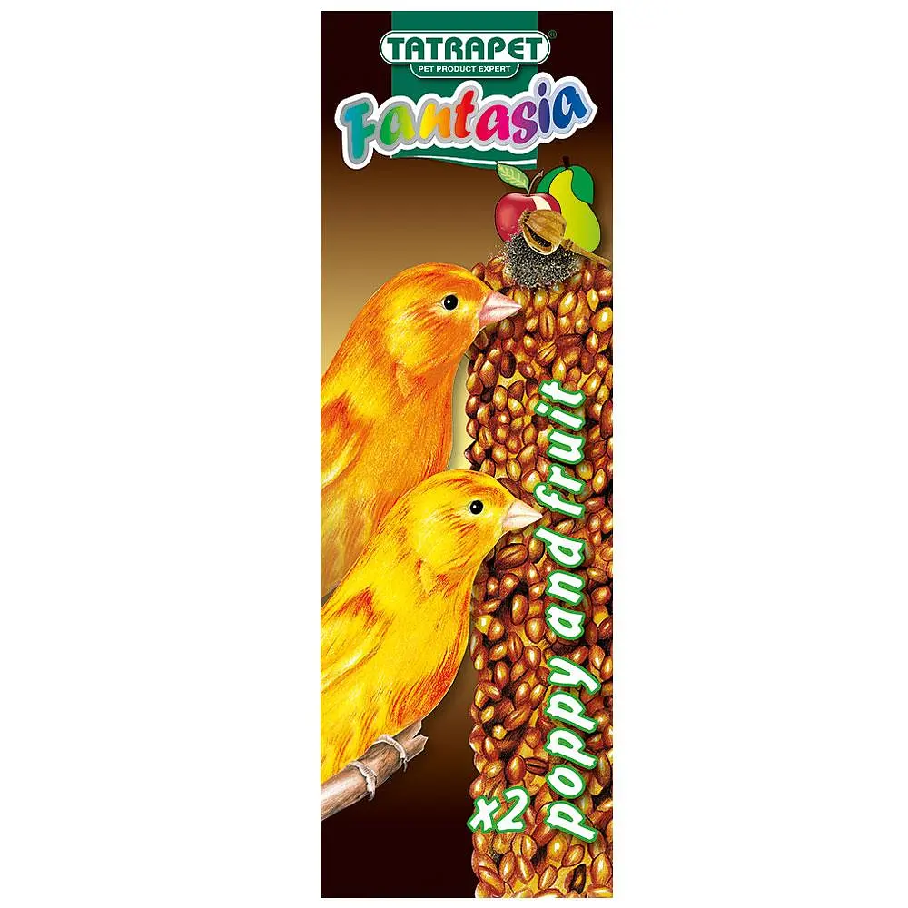 Колосок Fantasia для канарок, мак/фрукти, 90 г, 18–19 см, 2 шт