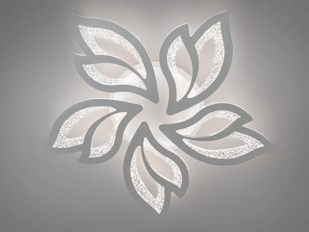 Люстра стельова LED Diasha 2455/5WH, 80W, 3200K-6500K, білий метал, сучасний стиль, з пультом, диммером, підсвіткою - фото 3
