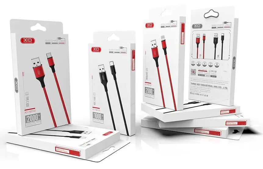USB Кабель XO NB143 MicroUSB Braided 2.4A 1.0m Чорний/Червоний - фото 2