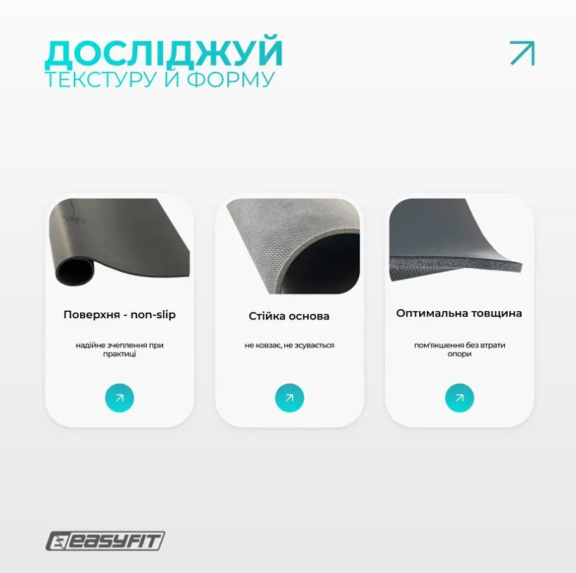 Міні-мат для йоги EasyFit Yoga Pad 3 мм каучук (EF-1932) - фото 3