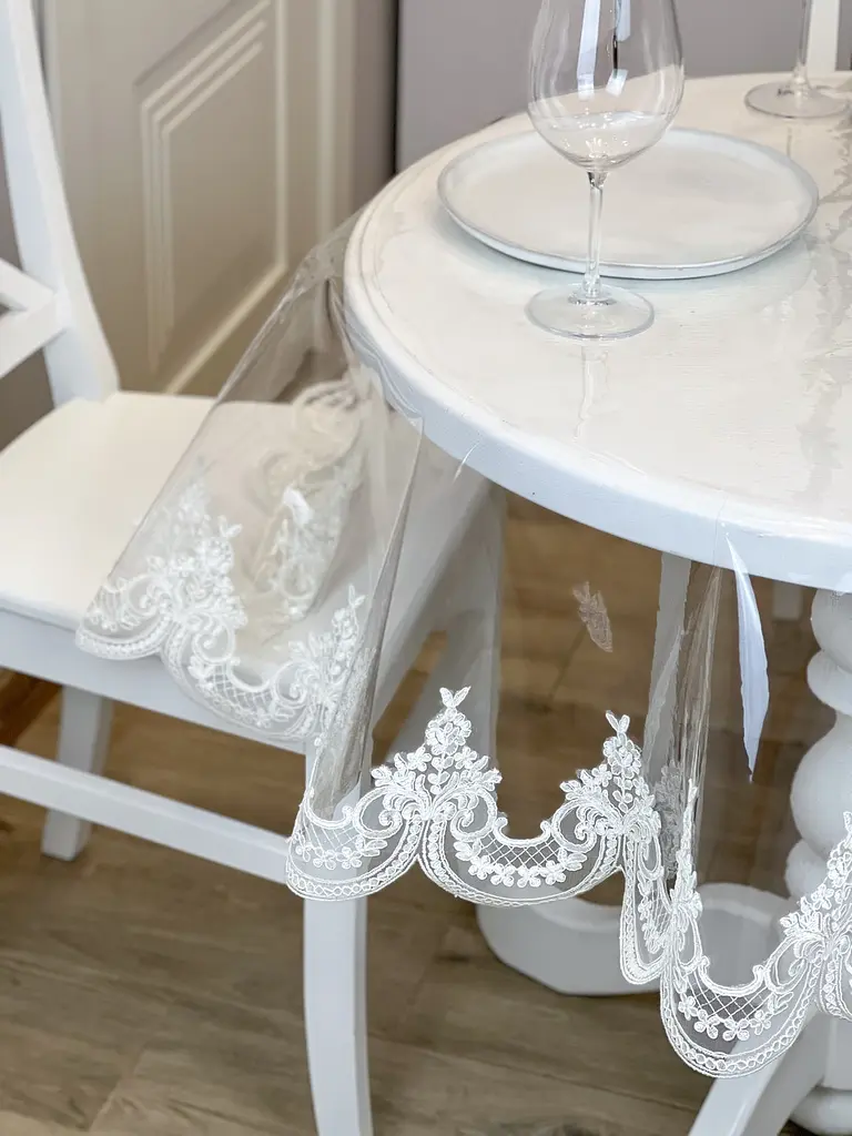 Силиконовая скатерть с молочным кружевом корд Elit 180х150 см - фото 7