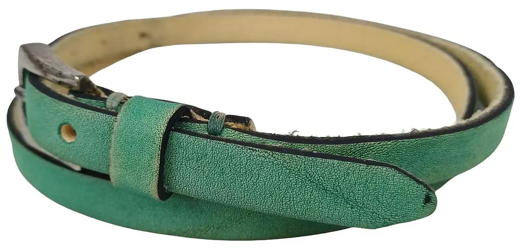 Ремінь жіночий вузький шкіряний B.Belt вінтажний ручна робота натуральна шкіра Бірюзовий - фото 5