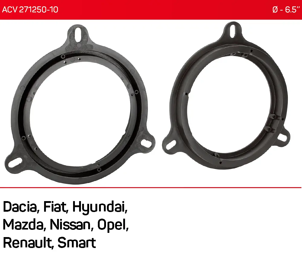 Проставки під динаміки 165 мм / 6.5" ACV 271250-10 для автомобілів Dacia, Fiat, Hyundai, Mazda, Nissan, Opel, Renault, Smart - фото 5