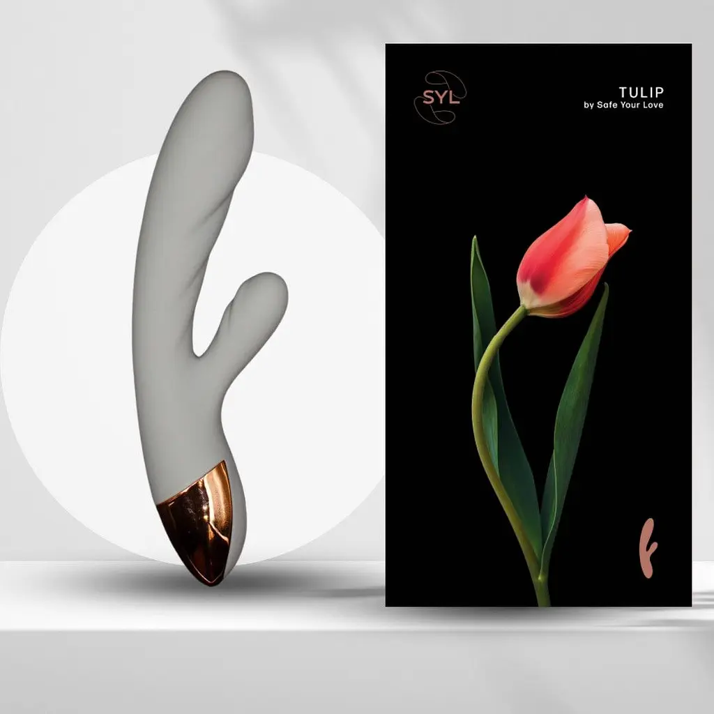 Вибратор-кролик SYL Tulip двойное удовольствие с эффектом подогрева Fog - фото 3