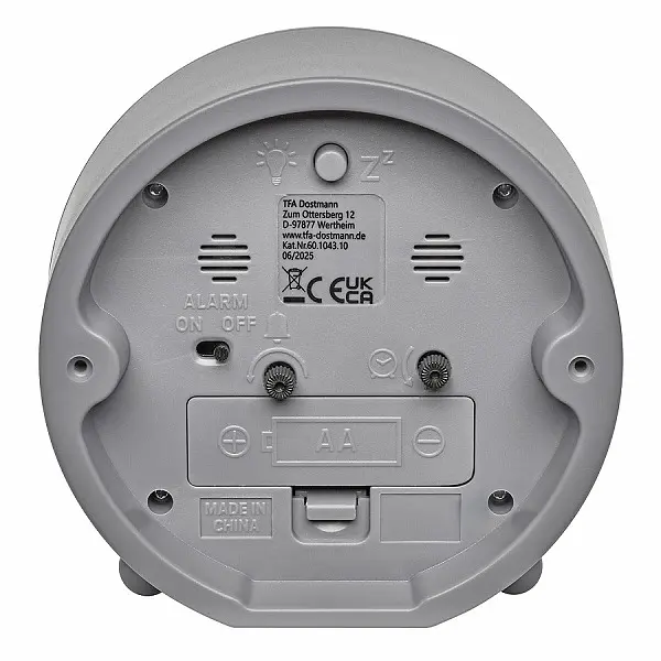 Будильник TFA бесшумный серый 113x50x113 мм (60104310) - фото 3