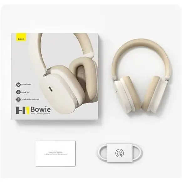 Бездротові навушники Baseus Bowie H1 Noise-Cancellation Wireless Headphones NGTW230202 Creamy-White - фото 10