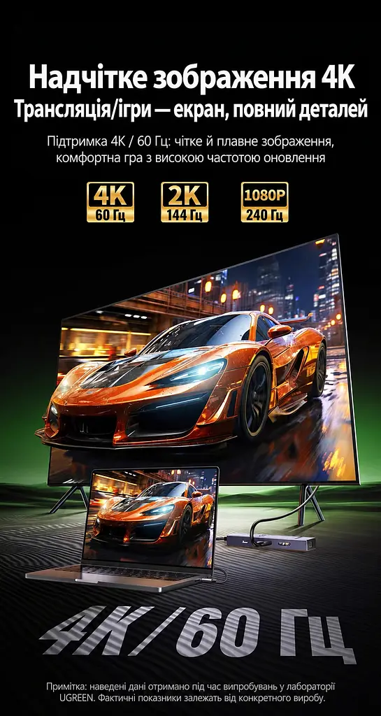Док-станція зі звуковою картою UGREEN CM880 USB-C 3.2 8 в 1 HDMI 2.0 сірий (55544) - фото 6