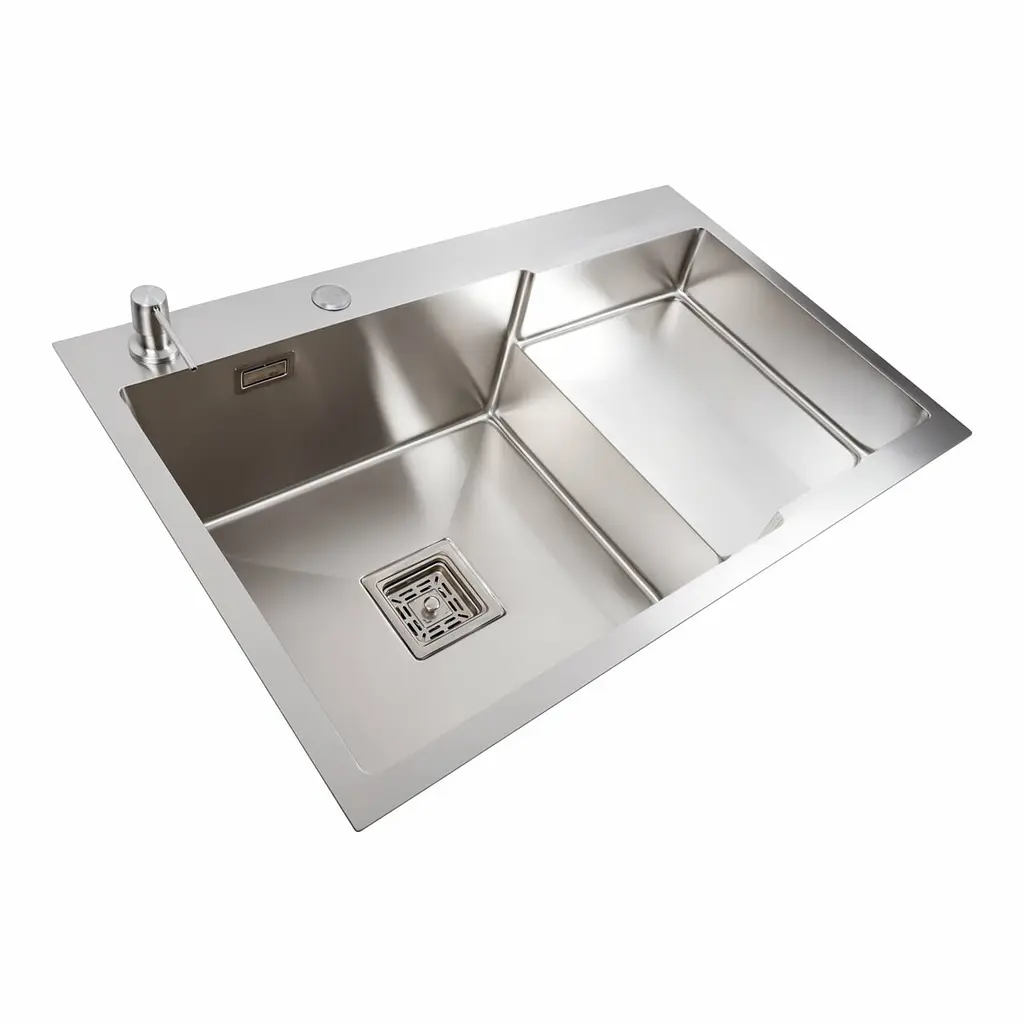 Кухонная мойка 78x50С L нержавейка Platinum Handmade (углубленная полка, 3.0/1.0 мм), Нержавеющая сталь - фото 5